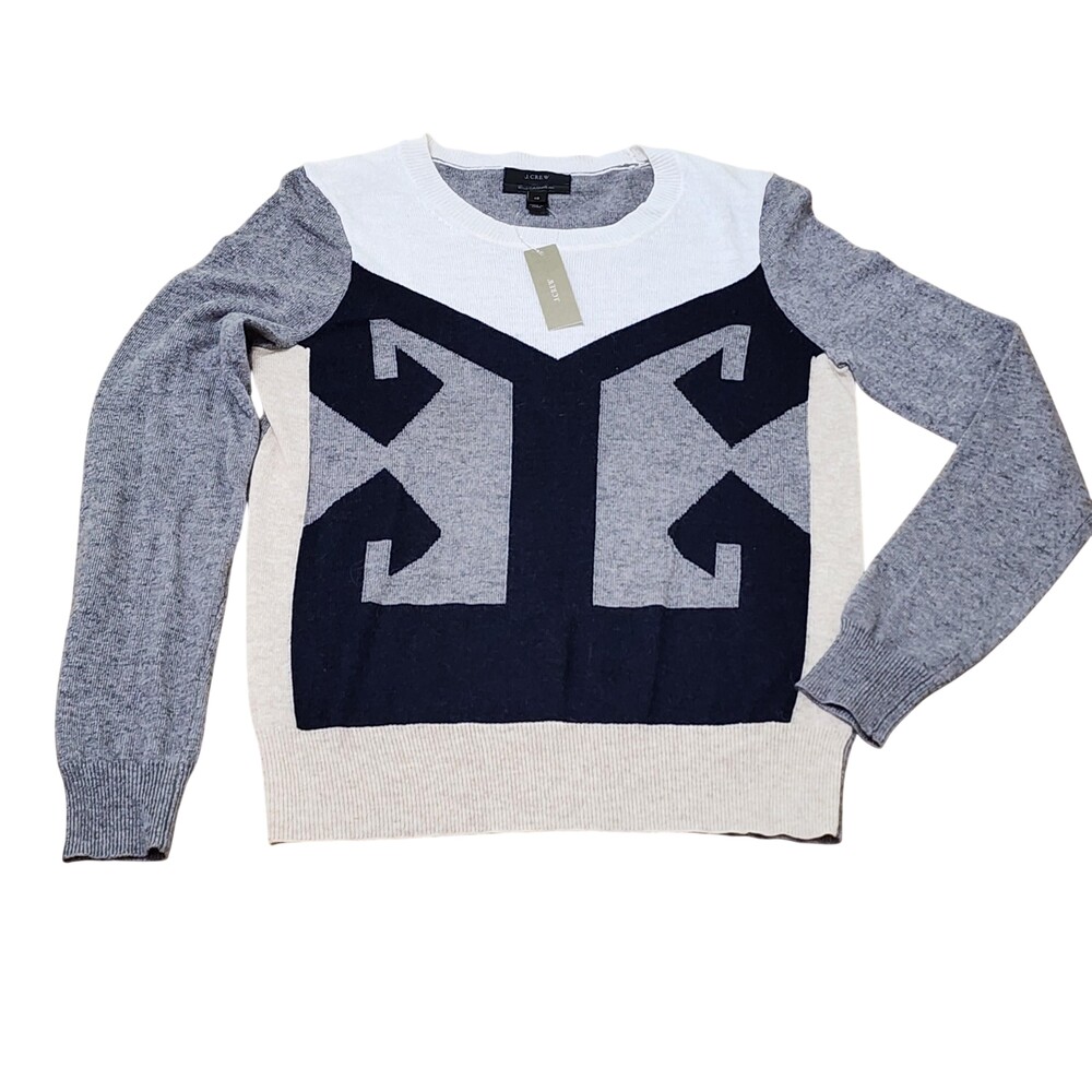 J.Crew Sweater Womens XS Multicolor Geometric Knit Cashmere Blend Pullover